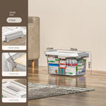 boîtes rangement transparentes plastique moderne poignées gris clair empilables organisation maison jardin
