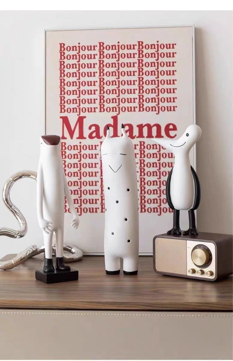 décoration maison moderne figurines résine décoratives nordique chic blanc noir