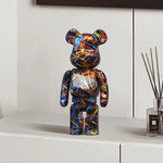 figurine ours multicolore graffiti résine contemporaine décoration intérieur table chambre erotique