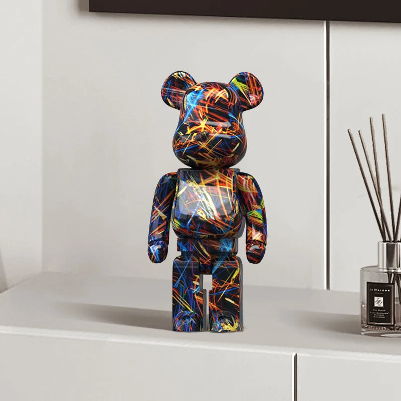 figurine ours multicolore graffiti résine contemporaine décoration intérieur table chambre erotique
