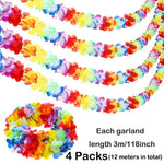 guirlande fleurs artificielles multicolores décoration tropicale hawaïenne anniversaire mariage extérieur maison 3m