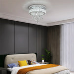 lampe moderne cristal transparent argenté télécommande suspension décoration intérieure led