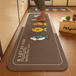 tapis sol gris blanc motifs animaux oiseau chat poisson moderne cartoon
