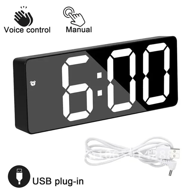 horloge multifonctionnelle or rose moderne radio double alarme projection