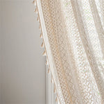 rideau dentelle fine blanc motif géométrique translucide classique romantique tassellets chambre salon