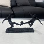 ornement table sculpture football joueurs dynamique noir ballon sport maison deco figurines