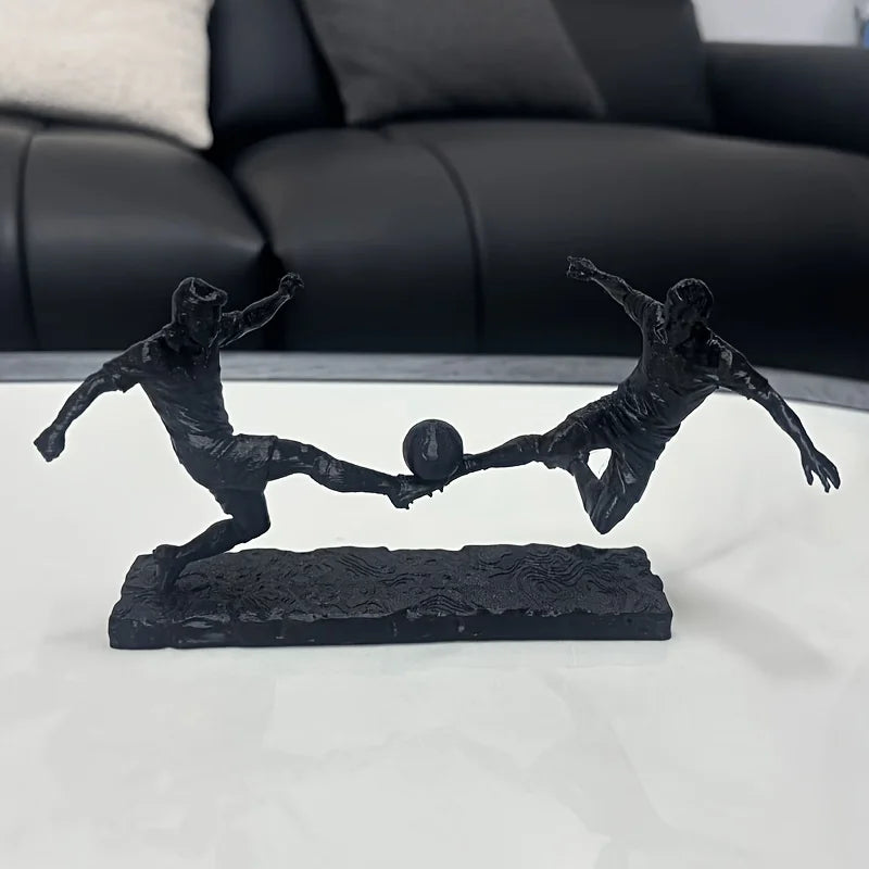 ornement table sculpture football joueurs dynamique noir ballon sport maison deco figurines