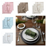 serviettes coton lin couleur blanc vert olive beige rose texture naturelle rustique classique