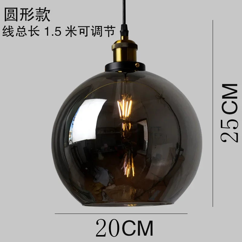 suspension lumineuse industrielle vintage verre transparent doré filaire 90 260V 249 2000lm