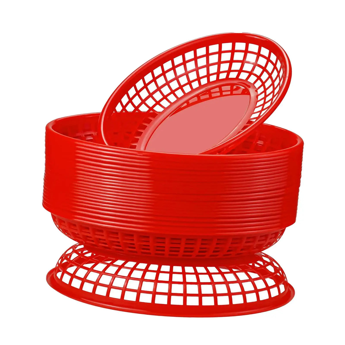 paniers ovales plastique rouge noir grille service alimentaire party trays restaurants
