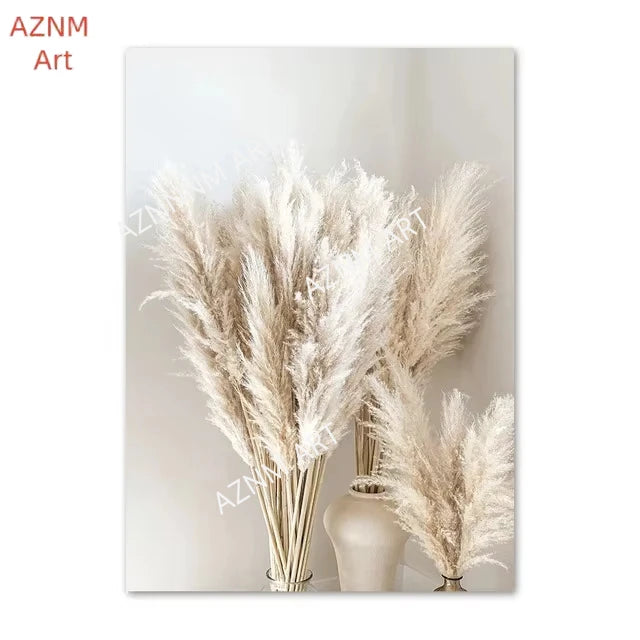 affiches art minimaliste paysages marins plumes feuilles beige blanc gris bleu clair toile opaques