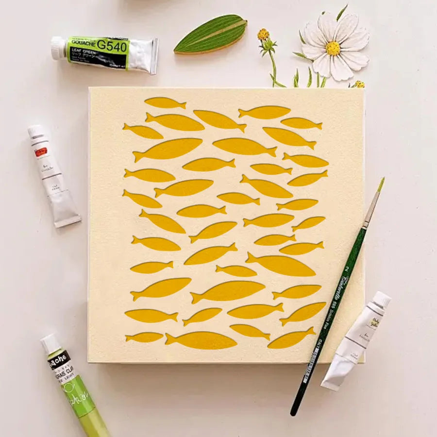 stencils blanc coeurs papillons moderne poissons libellules décoratifs jaune bleu rose
