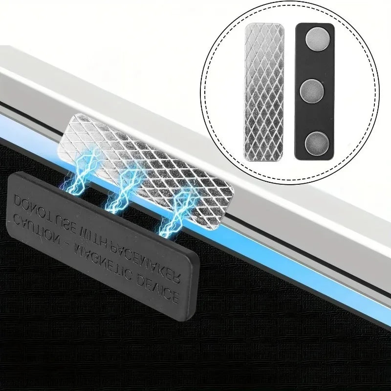 clips rideau magnétiques adhésifs noir blanc grille métallique pvc modernes sécurisés praticiens pairs
