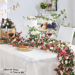 guirlande artificielle roses blanches vertes mariage décoration intérieure diy fleurs feuilles adhésif floral