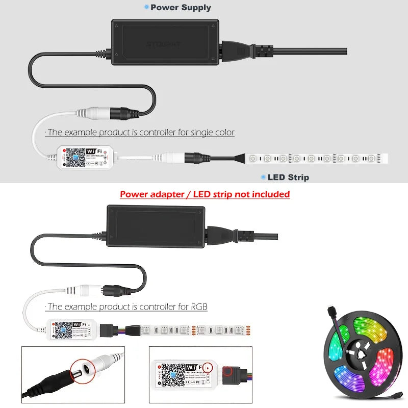 contrôleur led wifi moderne qr code compatible alexa assistant google 16 millions couleurs rgbw