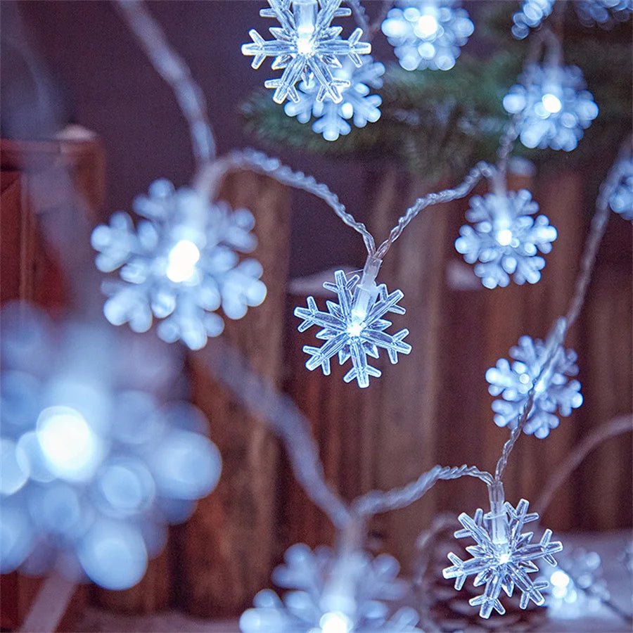 guirlande lumineuse flocons neige multicolore blanc doré anniversaire noël mariage festive