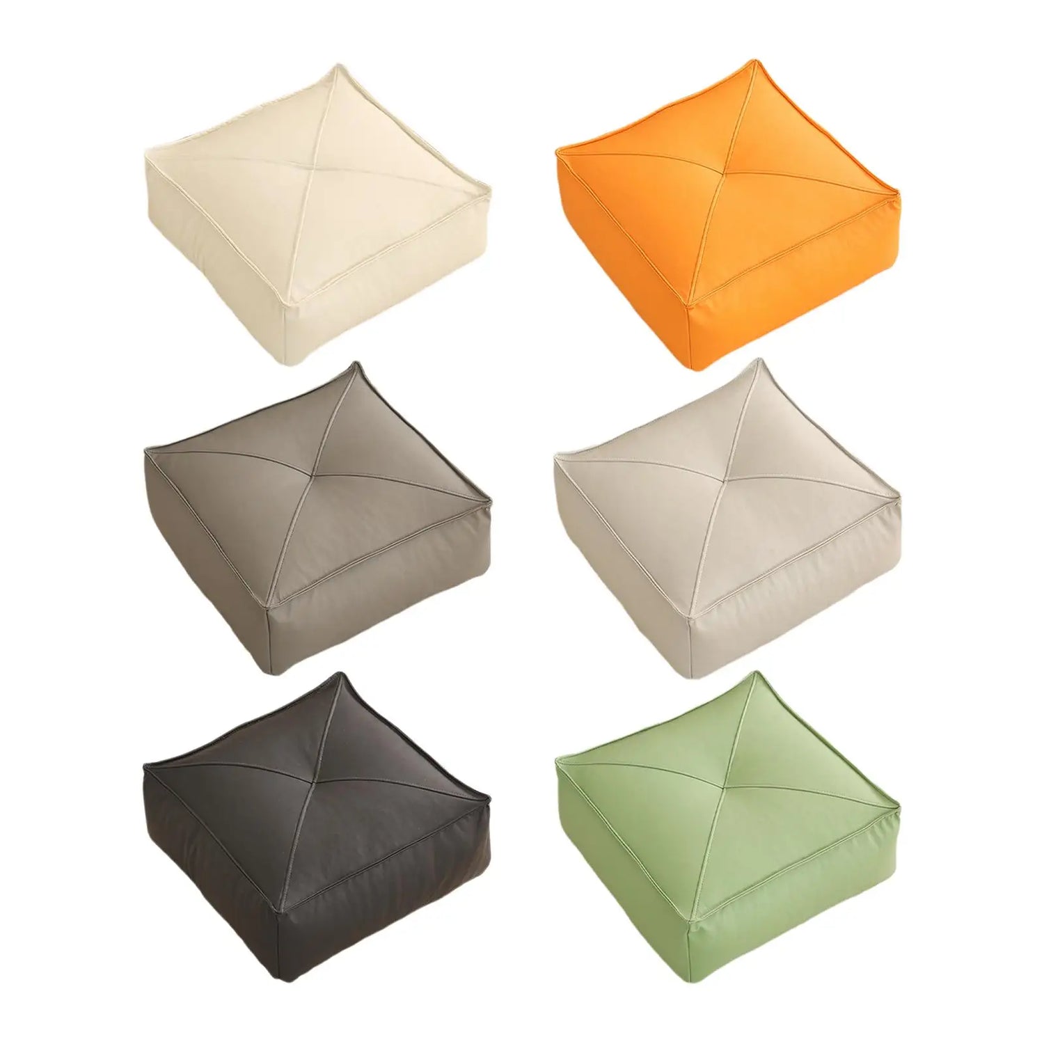 Coussin de sol carré en cuir PU orange sur un patio