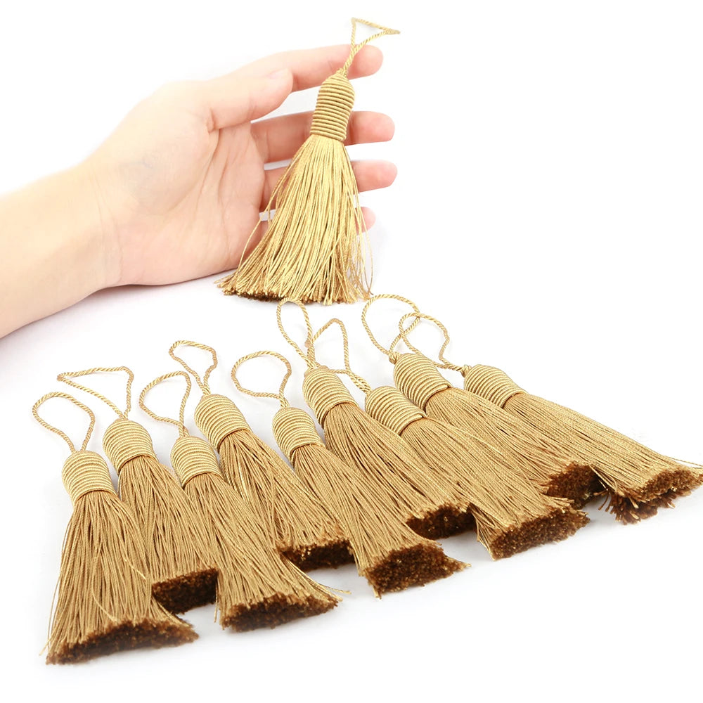 pompons décoratifs tissés dorés opaques 17cm rideaux vêtements artisanal 12 pièces