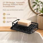 porte savon moderne plastique noir grille métallique opaquant étagère drainage
