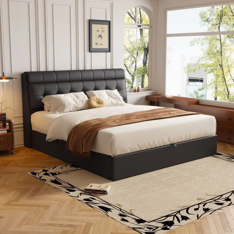 Détail de l'étagère tête de lit du lit noir pour décoration
