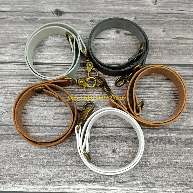 attaches rideaux cuir vintage boucles dorées sans perçage rustique anneaux accessoires deco blanc marron