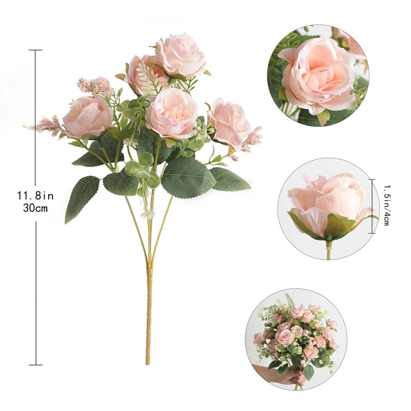 décoration intérieure bouquet roses artificielles soie blanc rouge modernes anniversaire mariage baby shower