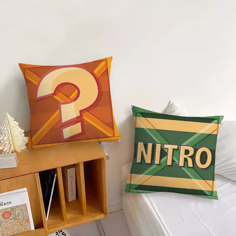 housse coussin carré décorative motif géométrique orange vert beige canapé fauteuil maison