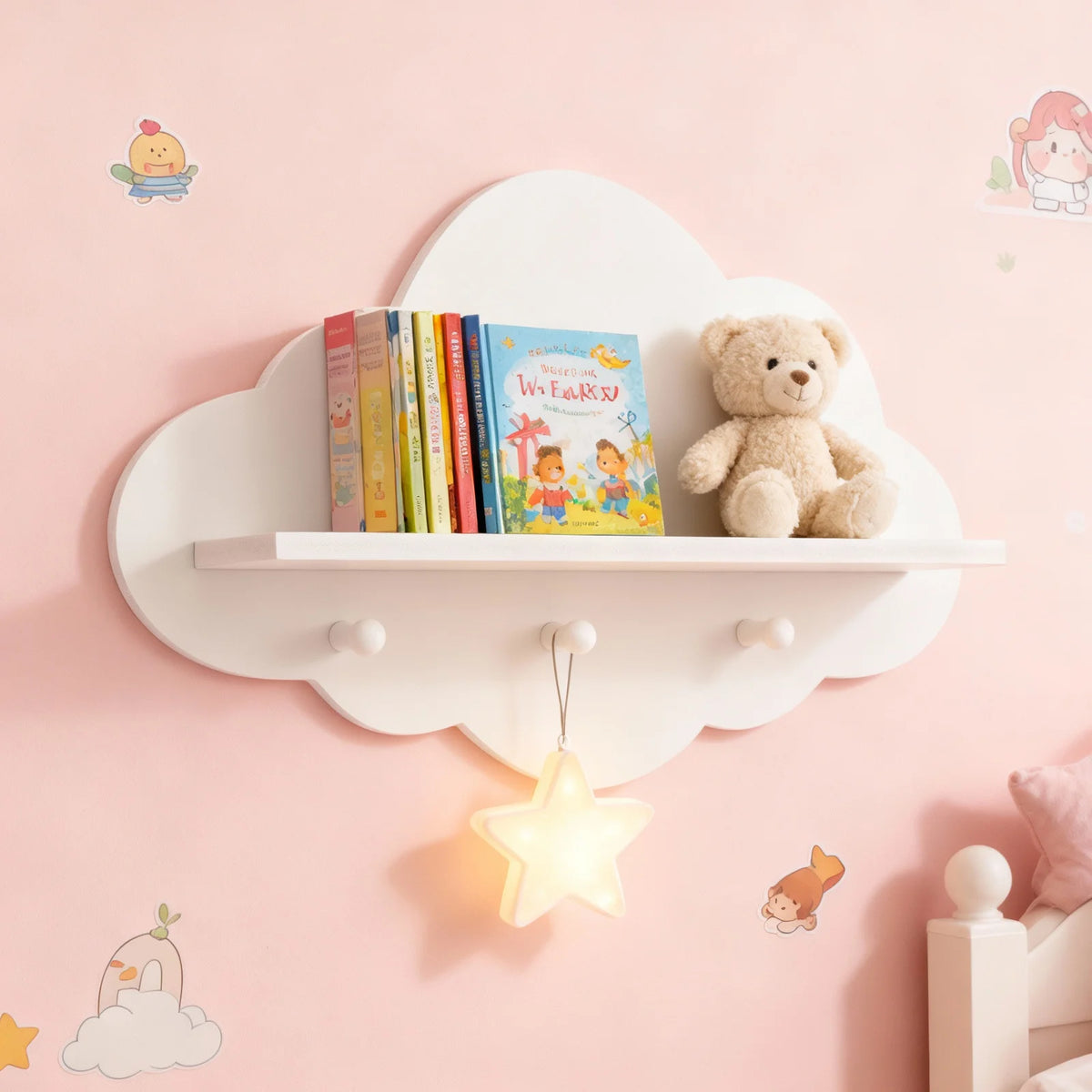 étagère murale nuage blanche moderne fixations sans perçage deco intérieur