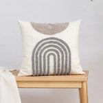 coussin moderne couverture 45x45cm gris blanc motif géométrique circulaire lavable décoration canapé nordique