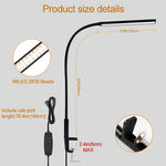lampe led moderne clip usb noir 10 niveaux luminosité interrupteur modes abat jour aluminium