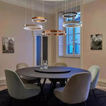 suspension circulaire or moderne acier inoxydable câbles suspendus lumière led haute qualité certification multiples