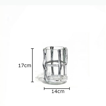 vase moderne transparent tiges entrelacées orange sans fleur
