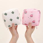 sac maquillage bleu rose noir moderne imprimé animaux cactus fruits glissière chargeur écouteurs portable