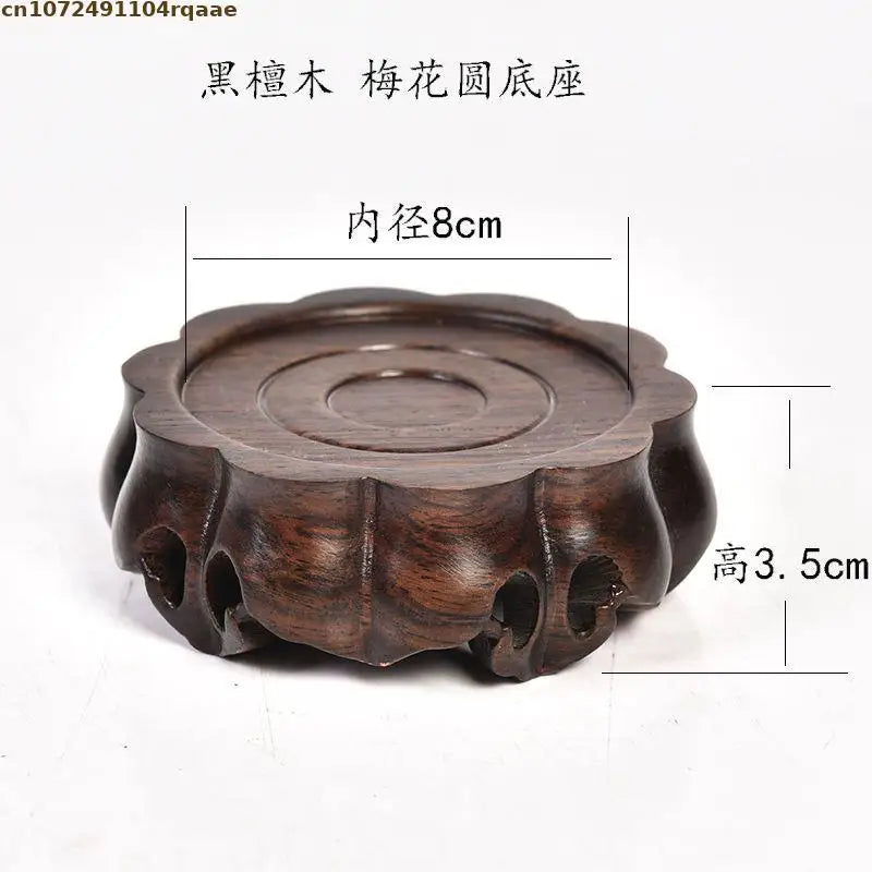 support bois sculpté artisanal marron foncé bonsaï théière vase décoration moderne