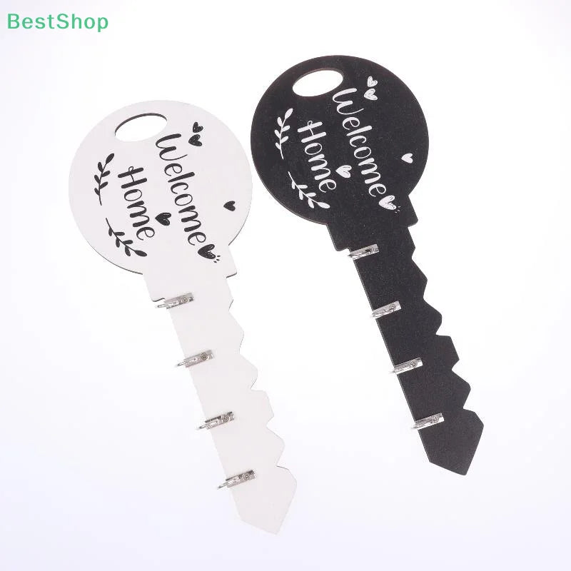 porte clés mural moderne motif bienvenue accrochage couleurs noir blanc texture bois