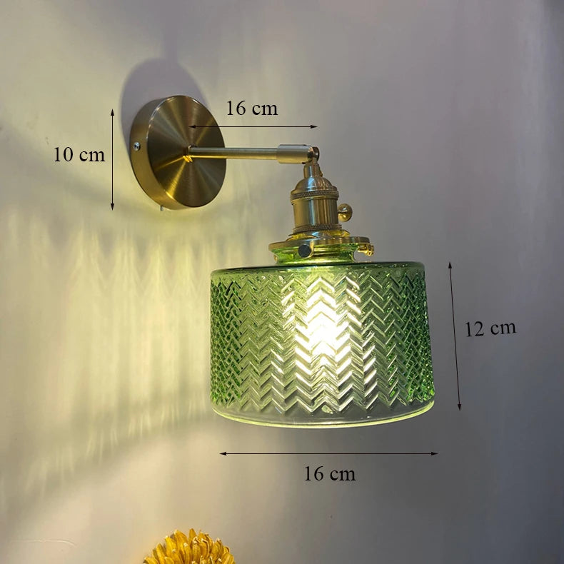 lampe murale or transparent moderne interrupteur rayures horizontales verre chambre cuisine étude