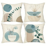 taies d'oreiller lin motif abstrait feuilles cercles moderne decoration maison