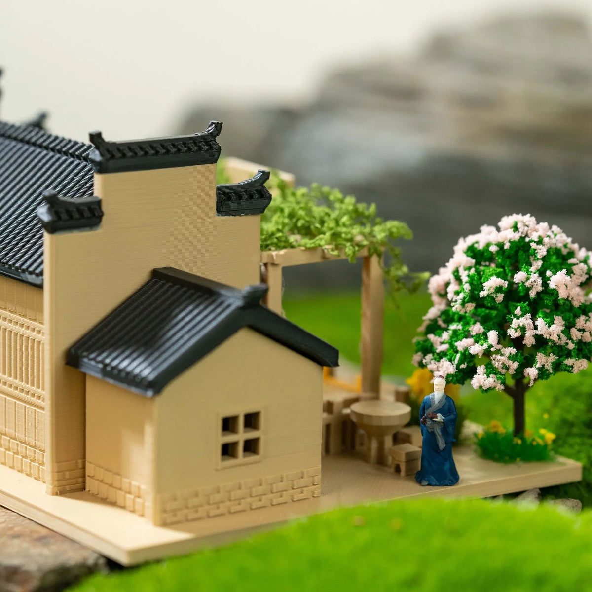 décoration miniature maison asiatique végétation artificielle figurines traditionnelles LED éclairageextérieur jardin tdaH