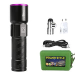 lampe torche uv rechargeable 395nm noir texturé modernes modes lumineux haut bas clignotant