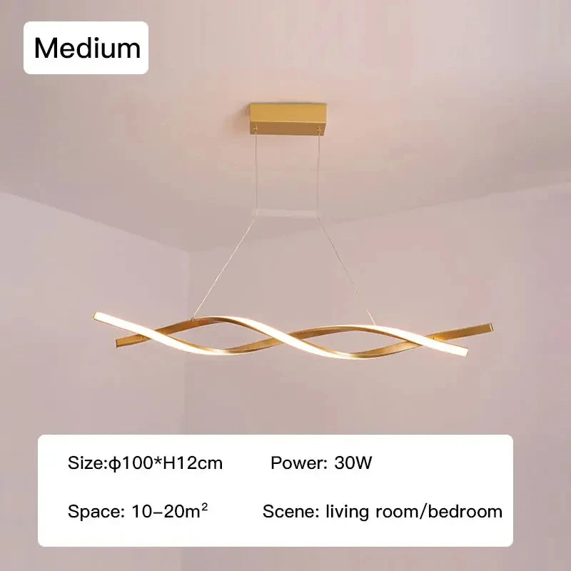 suspension lumineuse moderne pendentif led ondulé blanc doré gris réglable