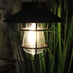 lanterne solaire vintage industrielle rustique verre transparent métal texturé annuel suspension planteoireextérieur jardin patio
