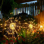 lumières solaires feux d'artifice multicolores modernes extérieures détecteur mouvement led autonomes festive vacances