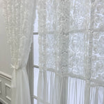 rideau fleur brodé transparent classique polyester blanc chambre mariage decoration