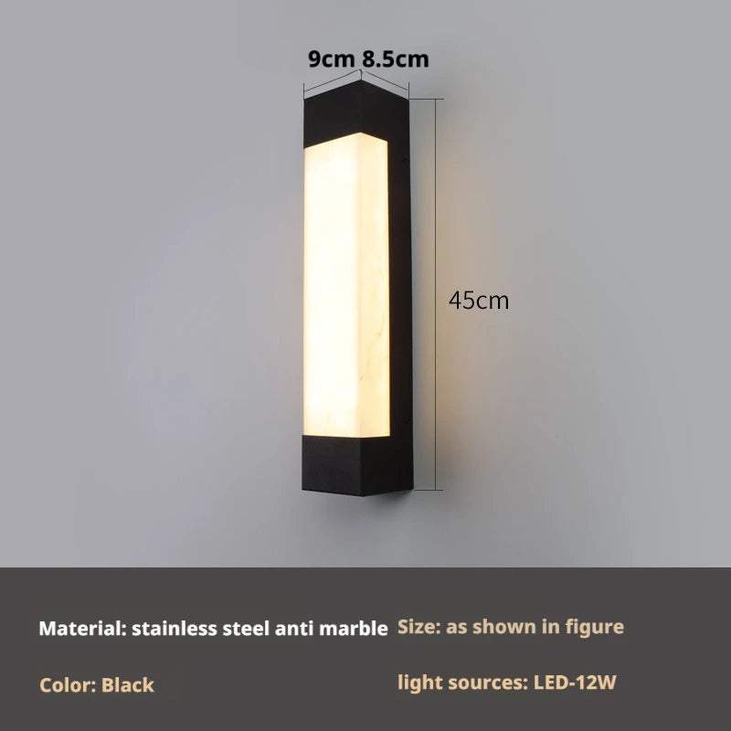 lampe murale moderne led noir blanc bambou extérieure hydrofuge ip65