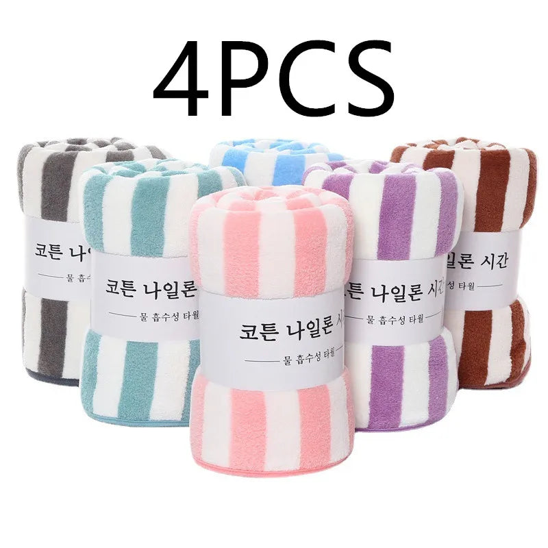 serviettes bain microfibre séchage rapide rayées moderne rose bleu vert gris blanc adultes