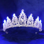 couronne mariée strass bleu argenté élégante lumière led mariage anniversaire fêtes