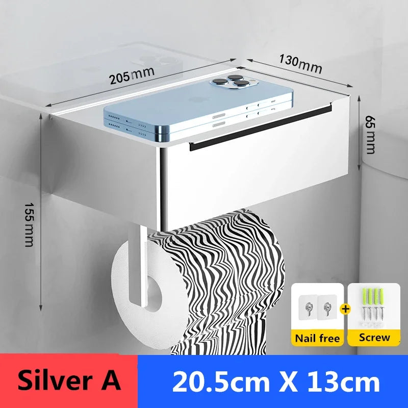 support papier toilette noir rangement moderne boîte lingettes adhésif