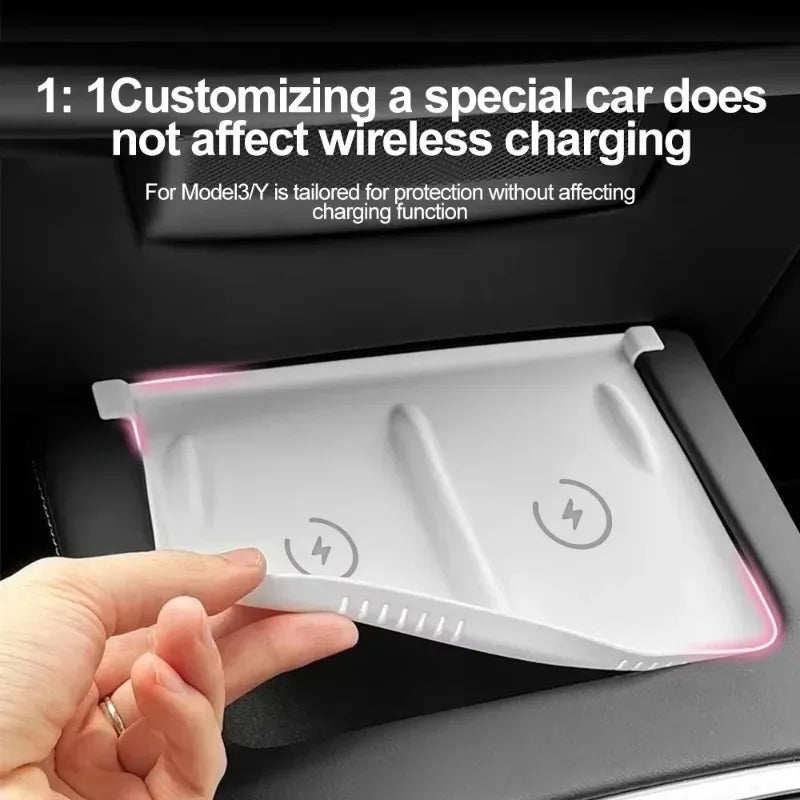 pad charge sans fil blanc adhésif moderne logo charge central voiture