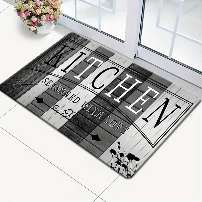 tapis cuisine noir blanc gris résistant anti dérapant moderne rustique 40x60cm 50x80cm