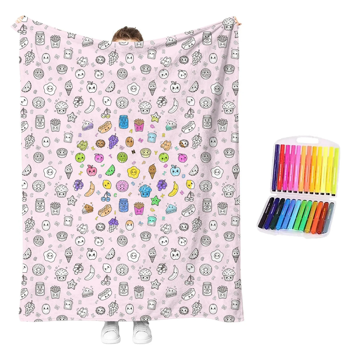 couverture colorier enfants motifs noël animaux crayons couleur texture douce moderne multicolore blanc gris